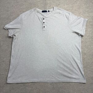 Apt. 9 Mens Henley Shirt XXL Short Sleeve Heathered Oatmeal Gray Casual Tee